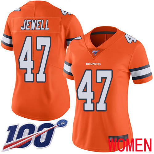 Women Denver Broncos 47 Josey Jewell Limited Orange Rush Vapor Untouchable 100th Season Football NFL Jersey